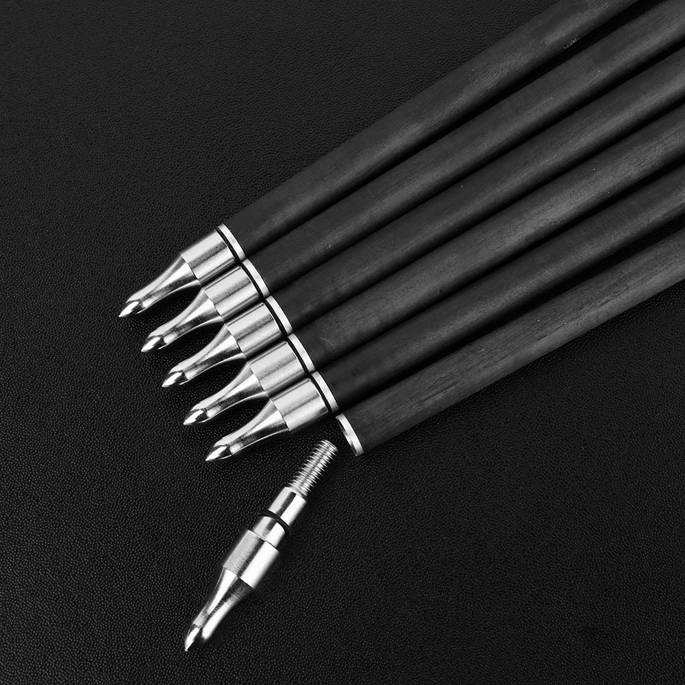 12pcsArchery Arrows Pure Carbon Spine 250/350/400/500/600 ID 6.2mm with 4inch Turkey Feather for Bow Shooting Hunting Accessories